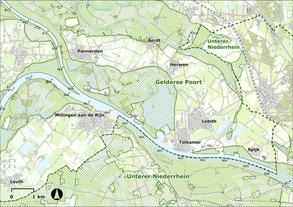 Natura 2000-gebied Unterer Niederrhein. De begrenzing van beide gebieden is weergegeven in figuur 2-3.