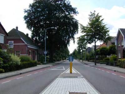 De bebouwing kent zijn eigen plaatsing, er is plaats voor voortuinen, de percelen zijn groter, er komen bomen voor in het openbare gebied en onbebouwde percelen, zoals aan de Hogestraat, geven de