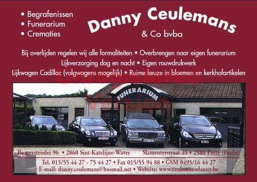 Uitvaartdienst Danny Ceulemans Borgersteinlei 96 2860 Sint-Katelijne-Waver Tel.