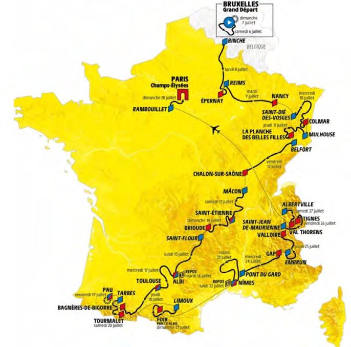 Tour de France De 106e editie van de Tour de France start dit jaar in Brussel op 6 juli 2019.