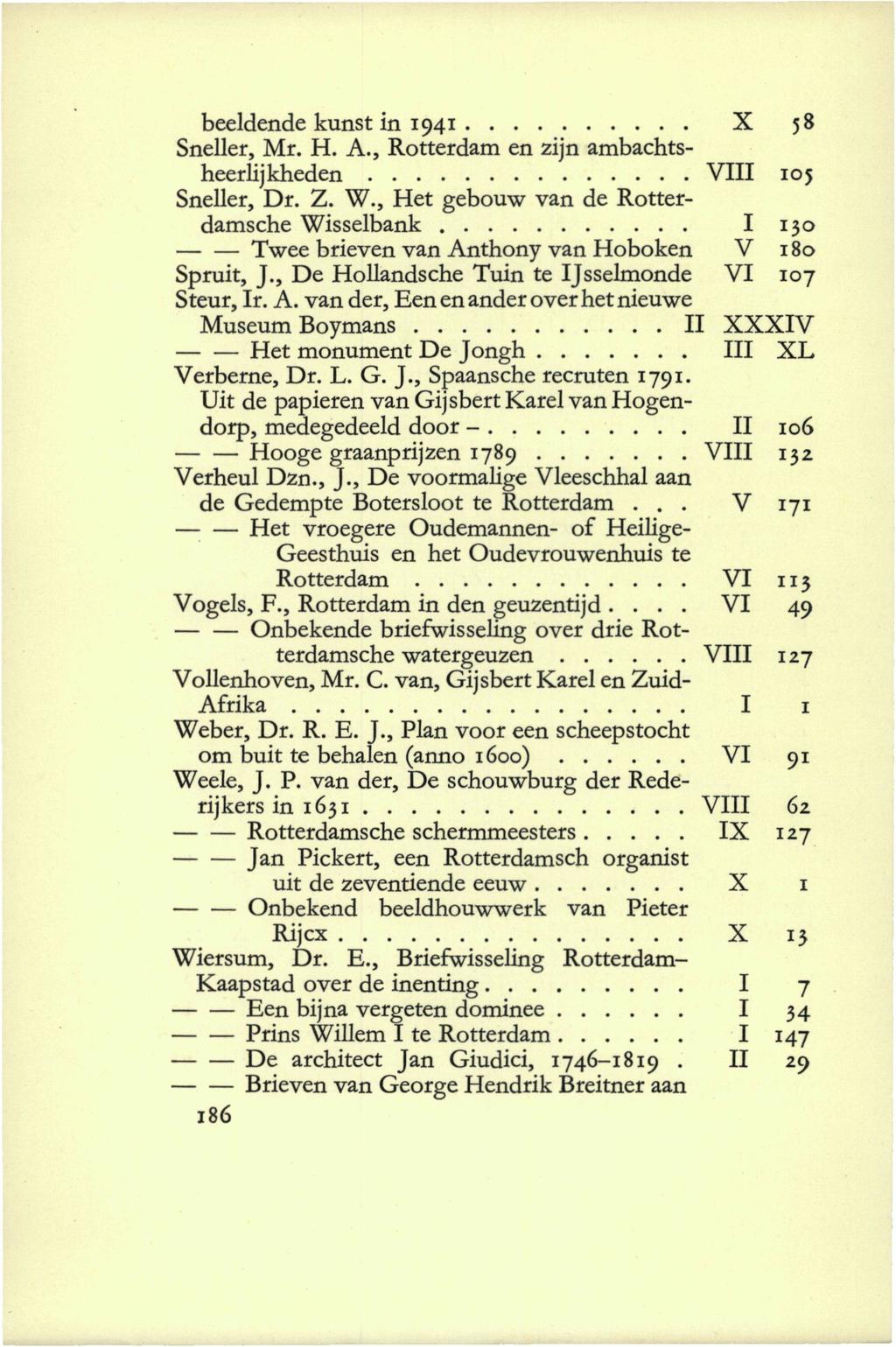 beeldende kunst in 1941 X 58 Sneller, Mr. H. A., Rotterdam en zijn ambachtsheerlijkheden VIII 105 Sneller, Dr. Z. W.