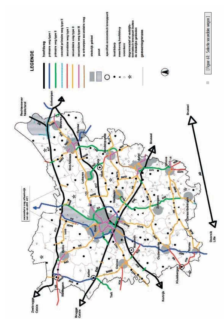 Figuur: wegencategorisering volgens het provinciaal ruimtelijk structuurplan Oost-Vlaanderen 3.