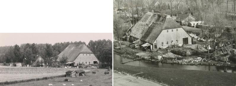 Wielwijk Parkrand, Dordrecht Ondergronds 83 Afb. 9. De boerderij Vlietzicht gezien in zuidoostelijke richting, links in 1955-1565 en rechts in 1976.