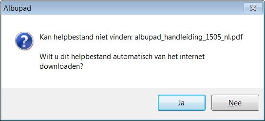 U krijgt dan bijvoorbeeld de volgende melding: Wanneer u op Ja klikt wordt het ontbrekende helpbestand automatisch vanaf internet geïnstalleerd.