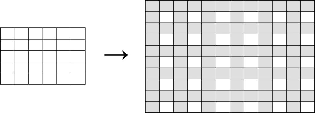 3.2 Techniek Om een sequentie te upsamplen moet men zowel de hoogte als de breedte verdubbelen. Men bekomt dus voor elke pixel in het originele beeld 4 nieuwe pixels.