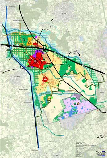 Het Duurzaam Ruimtelijke Structuurbeeld (links) en de Strategie kaart (rechts) In hoofdlijnen streeft de gemeente naar een Ruimtelijk Model dat inspeelt op de (boven)regionale ontwikkelingen.