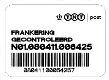 Post &Techniek, oktober 2008 (tekstdeel van Mechanisatieknipsels nr. 19) Blad 21 Vanaf 11 april 2008 is de tekst op de stickers gewijzigd in FRANKERING GECONTROLEERD.