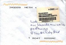 Afbeelding 30 Poststuk met een PIM sticker en sticker P 4503. Nog twee voorbeelden van de verwerking van poststukken nadat ze PIM hebben doorlopen (afb. 31 en 32).