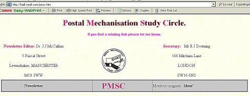 Post &Techniek, oktober 2008 (tekstdeel van Mechanisatieknipsels nr. 19) Blad 4 De tweede studiegroep vinden we in Engeland onder de naam Postal Mechanisation Study Circle, afgekort PMSC.