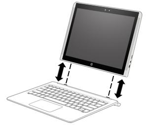 De tablet aansluiten op de keyboard-base Plaats de dockingpoort van de tablet in de dockingconnector van de keyboard-base om de tablet aan te sluiten op de