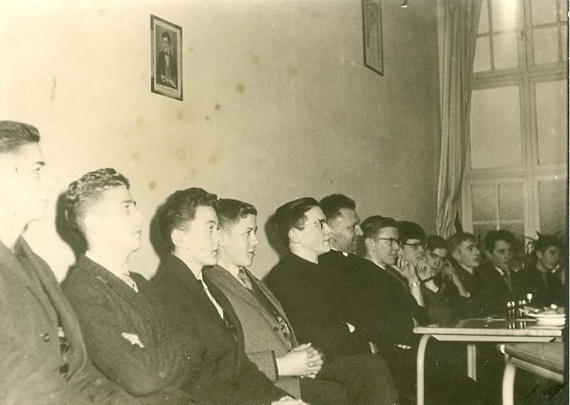 Schooljaar 1961-62: Poësis Carlo De Vos, Henri Christien, Willy Van den Bossche, Jan De Boe,?