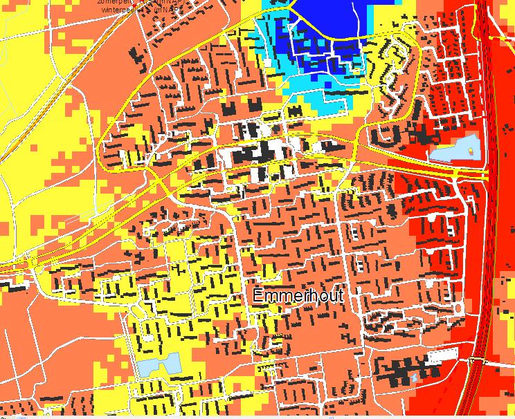 Figuur 3: Kwel en Infiltratie omgeving Emmerhout (bron: waterschappen) Er zijn geen gebieden die kans lopen op inundaties, volgens de modellen van de waterschappen.