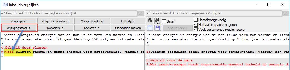 Er is ook de mogelijkheid voozien om in bestanden naar een bepaalde waarde te zoeken. Hiervoor gebruiken we de knopje Zoek of [F7].