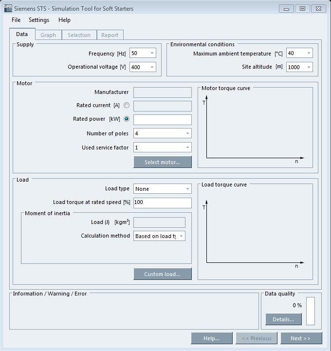 Selectie softstarter STS simulatie tool