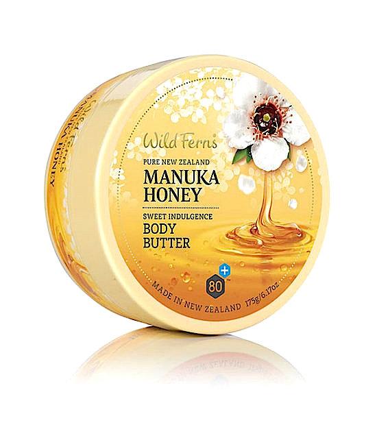 Lichaamsverzorging & Manuka honing Body Butter : (21 % btw inbegrepen) 16,95 175g / 96,2% Natural Een voedende body-crème met daarin een mix van premium gecertificeerde Manuka Honing 80+.