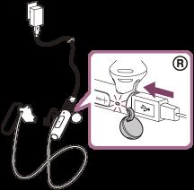 Gebruik de bijgeleverde micro-usb-kabel en een USB-netspanningsadapter om verbinding te maken. De indicator (rood) van de headset licht op.