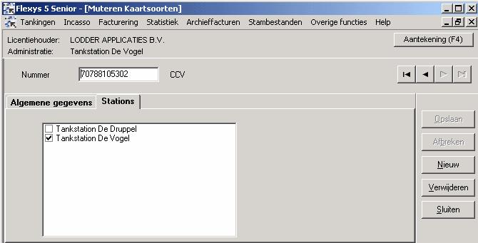 14 - Voer de aan de organisatie gekoppelde applicatiecode in; deze code wordt met name op de Fuel POS automaat gehanteerd voor de autorisatie van de verschillende kaartsoorten.