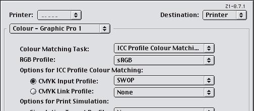 5. Selecteer [Kleur - Graphic Pro 1] (4). 4 5 6 6. Selecteer [ICC-profiel kleurkoppeling] in het menu voor [Kleurkoppelingstaak] (5). 7.