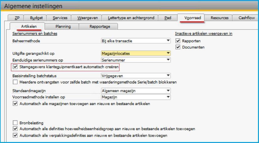 Voor artikelen die niet bij gekocht zijn maar waarvoor u wel service verleent moet u uiteraard handmatig een klantequipmentkaart aanmaken.