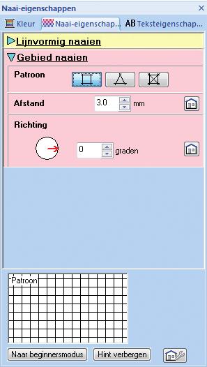 Gedetailleerde instellingen voor de netstructuursteek Expertmodus Hintweergave Een