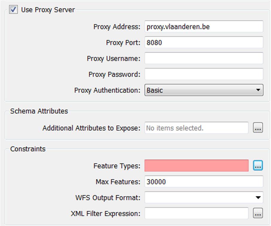 Klik dan op Parameters en geef indien nodig een proxy server in, hierna klikt u