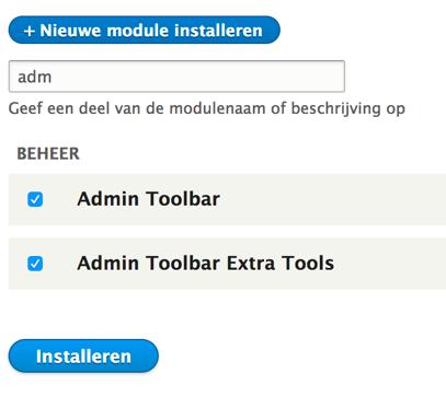 lijst wordt vervolgens gesorteerd. Merk op dat je de twee submodules moet aanvinken.