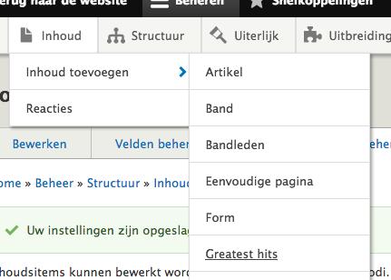 Bij de Formulierweergave pas je het veld Band aan: 4.