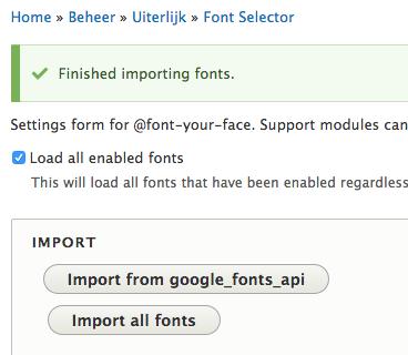 Nadat je de module hebt geïnstalleerd krijg je bij het uiterlijk een nieuw menu-item. Klik daar even op. 2. Eerst moeten we de fonts importeren.