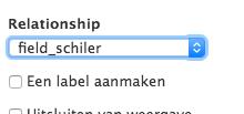 6. Voeg nu opnieuw een veld toe: afbeelding. Leg ook hier de relatie en gebruik ons eerder gemaakte afbeeldingsstijl Grafische aanpassingen We maken het geheel wat aantrekkelijker.