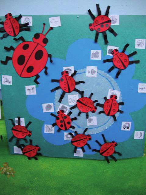 TIP 27 Kriebelbeestjes Elk kind heeft een papieren lieveheersbeestje met daarop 5 lege stippen.