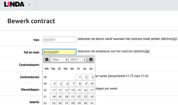 Nieuw contract aanmaken In L1NDA kun je contracten van je medewerkers bijhouden. Op basis van contracten rekent L1NDA de loonkosten in de statistieken voor uit.