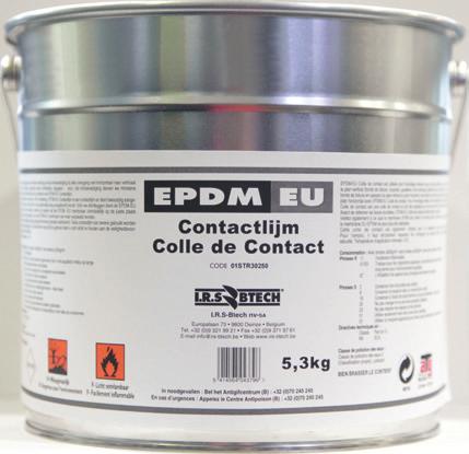 EU-CONTACTLIJM 1/2 TECHNISCHE FICHE EU-CONTACTLIJM 0,9kg - 5,3kg Productomschrijving EU-Contactlijm is een gebruiksklare contactlijm voor het overlapt verkleven van Tridex EPDM rubberfolie alsmede