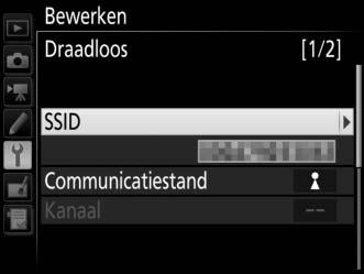 Draadloos Bewerk de volgende draadloze instellingen: SSID: Voer de naam (SSID) van het netwerk in waarop de hostcomputer of FTP-server zich bevindt.