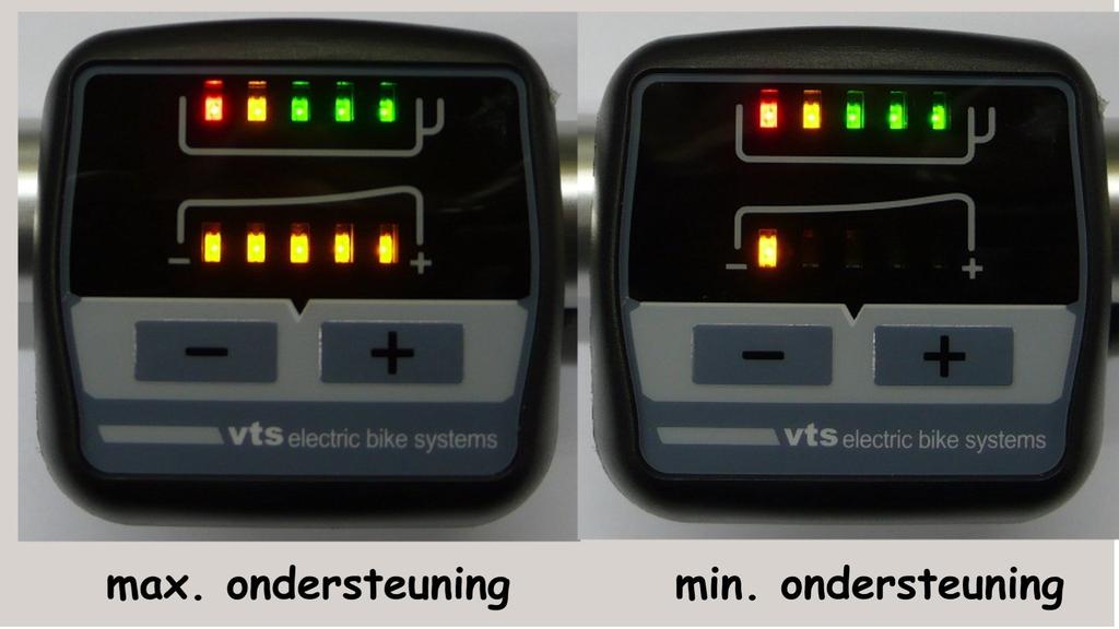 te rijden, het systeem zal dan vrijwel direct ondersteunen. Nadat u stopt met trappen stopt de ondersteuning ook vrijwel direct. Het VTS systeem ondersteunt tot een snelheid van ca. 25 km per uur.