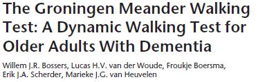 GMWT dynamic walking ability (keeping balance during walking) walking over a meandering curved line emphasis on walking speed