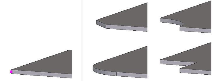 1.31Afwerkeigenschappen U kunt de afwerkeigenschappen van willekeurige platen en polyprofielen aanpassen: Standaard afwerking Aangepaste afwerkingen Handle Afwerkingen aanpassen Om