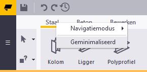 Klik op het oogsymbool, het oogsymbool wijzigt en de tabbladtitel wordt uitgegrijsd: Het lint minimaliseren Het tabblad Staal is nu verborgen in het lint.