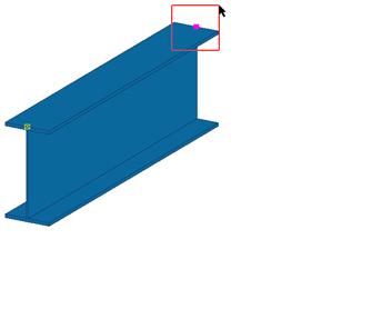 Houd de ALT toets ingedrukt en maak een crossing van links naar rechts om het referentie punt van het onderdeel te selecteren. Zie (1) in de afbeelding. 3.