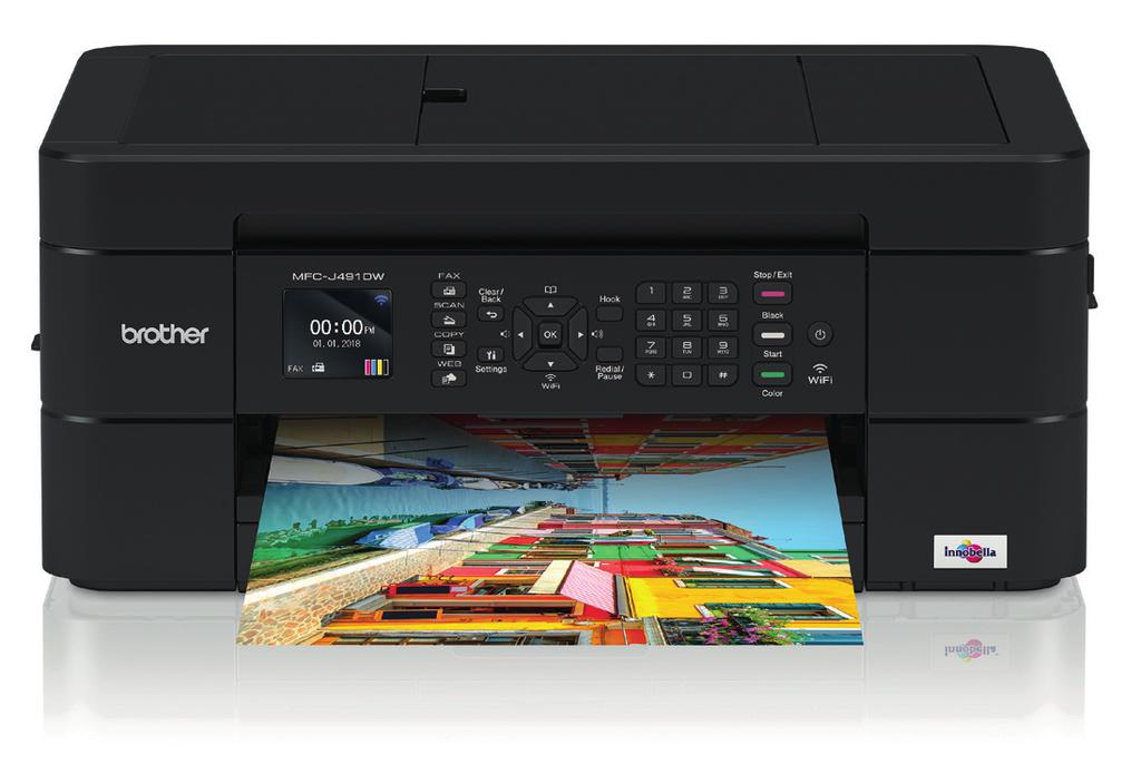 Draadloze A4 kleureninkjetprinter Compacte, veelzijdige A4 inkjetprinter met draadloze en mobiele verbindingen, automatische documentinvoer en een eenvoudig te gebruiken 4,5 cm LCD display met