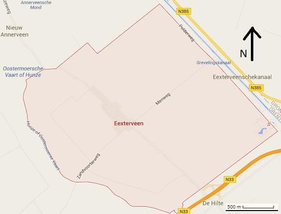 Bodembeschrijving Eexterveen In het gebied om en in Eexterveen zijn veel verschillende bodemsoorten (in figuur 5 is een referentie te zien van waar Eexterveen ligt ten opzichte van de wegen afgebeeld