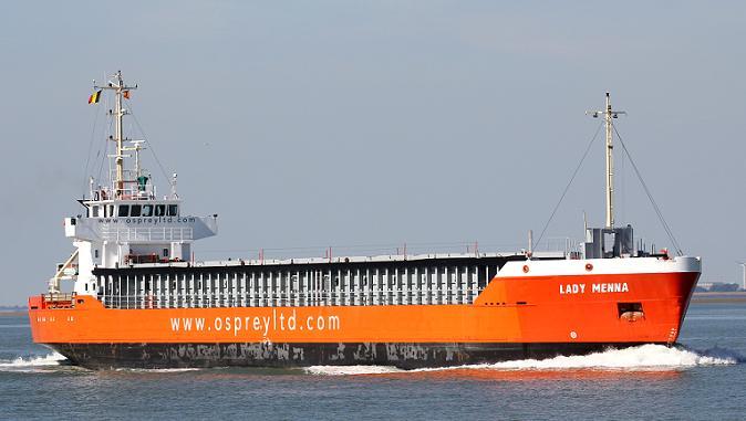 , roepsein PFXO. 17-3-2004 te Delfzijl de 15 ton SWL Gantry kraan gedemonteerd en verwijderd. 15-6-2009 herdoopt LADY MENNA. 10-1-2014 (e) verkocht aan Osprey Ship 2 Ltd.