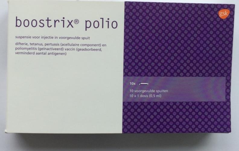 Boostrix polio DKTP-vaccin Voor 4 jarige booster-dosis Levering vaccin begin 2017 Vervangt de Infanrix-IPV