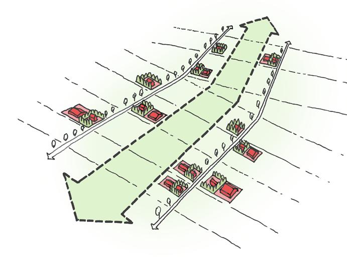 De ruimtelijke kwaliteit is gebaat bij: het versterken van het onderscheid tussen de kronkelige lijnen (voormalige wadkreken) en het rechte grid in de Anna Paulownapolder.