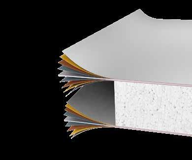 Meerdere coating van de staalplaat zorgt voor een hogere corrosieweerstand 10 µm Polyester-Einbrennlackierung 5 µm primer 1 µm voorbehandeling 150 g/m 2 vuurverzinkt 0,5 mm staalplaat 150 g/m 2