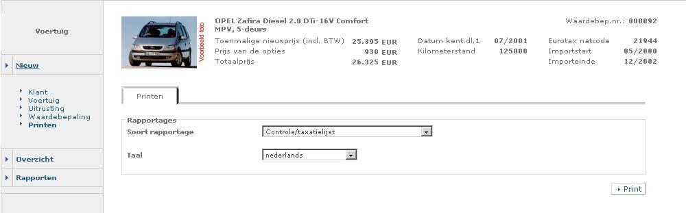 8.3. Printen - Checklist Selecteer de rapportage-vorm via de selectiebox. Klik op Print. 8.4.