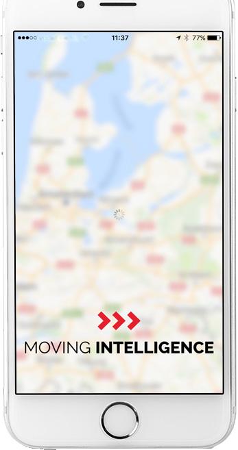 Loin De ratis Movin Intellience app maakt het moelijk dat u, als ebruiker van Movin Intellience, overal het emak van inzicht in de rittenadministratie en de actuele locatie van uw object(en)