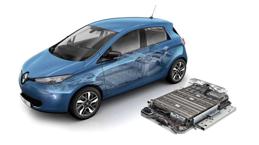 Z.E. 40-batterij en R110 motor De Z.E. 40-batterij met lithium-iontechnologie, die door Renault werd ontwikkeld, gebruikt een innovatieve technologie die de batterijcapaciteit verdubbelt zonder aan de afmetingen te raken.
