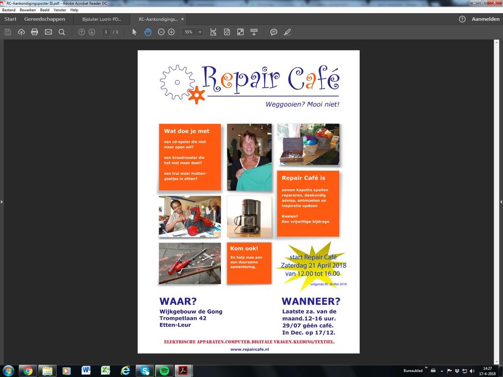 Repair Café Een heel goed initiatief: Repair Café is nu ook in Etten-leur gestart, goed