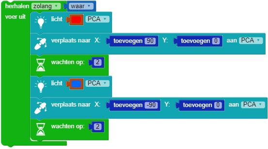 Je zou nu twee licht blokken moeten hebben.