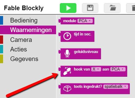 Laat Fable een grafiek weergeven Als je een grafiek wil zien van de bewegingen van de gewrichtsmodule, voeg dan een blok toe